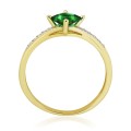 Złoty pierścionek z zieloną Cyrkonią Zaręczynowy