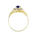 Modny Złoty pierścionek z cyrkoniami Markiza niebieski