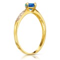 Złoty pierścionek Cyrkonie Only One szafirowy kamień