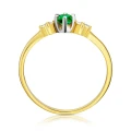 Zaręczynowy złoty pierścionek z szmaragdową Cyrkonią