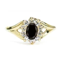 Modny Złoty pierścionek z czarnym kamieniem Markiza