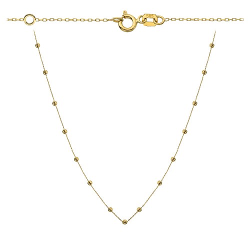 Naszyjnik złote diamentowane kulki 47+3cm