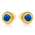AŻUROWE ZŁOTE KOLCZYKI Niebieska Cyrkonia