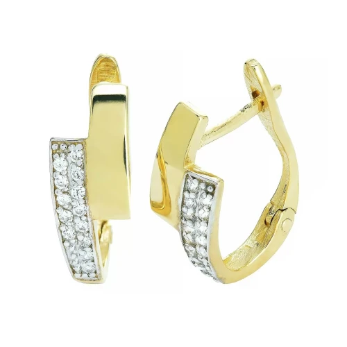 ZŁOTE ASYMETRYCZNE KOLCZYKI Z KAMIENIAMI