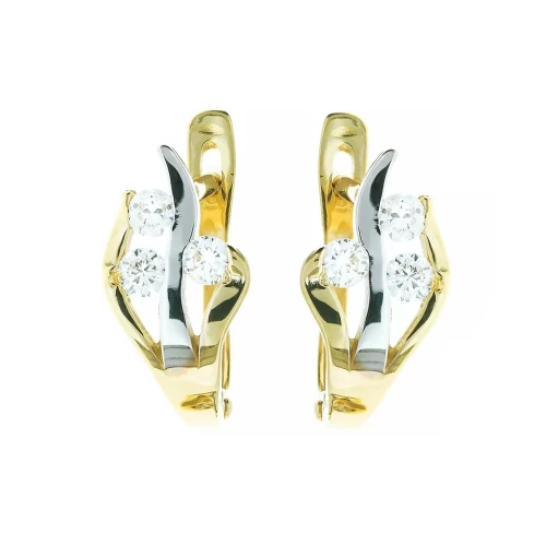 ZŁOTE KOLCZYKI z cyrkoniami kwiatek