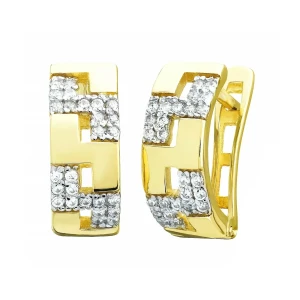 Złote kolczyki nowoczesny wzór cyrkonie pr. 333 3.2388