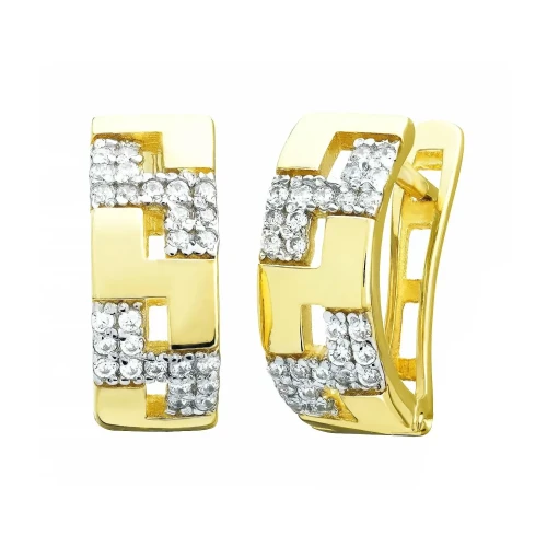 Złote kolczyki Nowoczesny wzór Cyrkonie