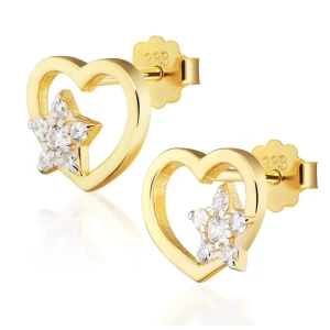 Złote kolczyki serca z gwiazdką pr. 333 3.2431