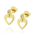 Złote kolczyki Serce z cyrkonią 2,5mm