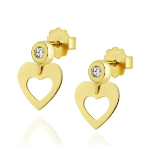 Złote kolczyki serce z cyrkonią 2,5mm pr. 333 3.2425s