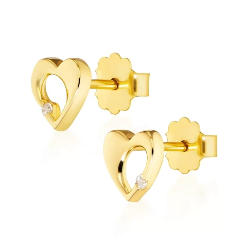 Złote kolczyki Promienne Serce