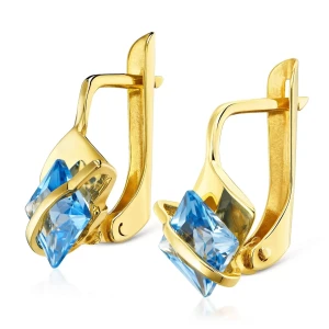 Złote kolczyki Lazurowe Przepaski pr. 333 2.L.przepaski