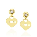 Złote kolczyki Serce ILOVEU z cyrkonią