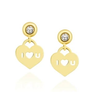 Złote kolczyki Serce ILOVEU z cyrkonią pr. 333 3.2425c1s
