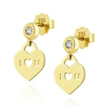 Złote kolczyki Serce ILOVEU z cyrkonią