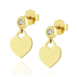 Złote kolczyki pełne Serce z cyrkonią pr. 333 3.2425a1sm