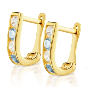 Złote kolczyki prostokąciki błękitne pr. 333 3.2481a