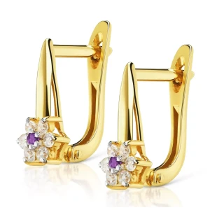 Złote kolczyki z cyrkoniami kwiatek pr. 333 1.1044f