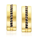 Złote kolczyki Mona czarne kamienie
