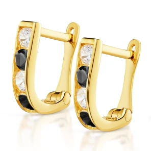 Złote kolczyki prostokąciki czarne pr. 333 3.2481c