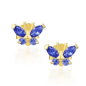 Złote kolczyki MOTYLKI niebieskie pr. 333 1.158nn