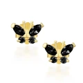 Złote kolczyki MOTYLKI czarne