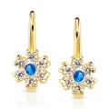 Złote kolczyki Flowers szafirowe
