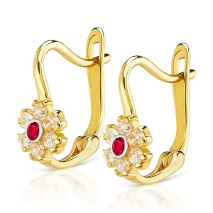 Złote kolczyki Flowers rubinowe pr. 333 3.2377cz