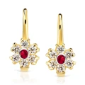 Złote kolczyki Flowers rubinowe