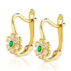 Złote kolczyki Flowers szmaragdowe pr. 333 3.2377z