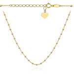 Naszyjnik złoty z diamentowanymi kuleczkami i serce 42+3cm