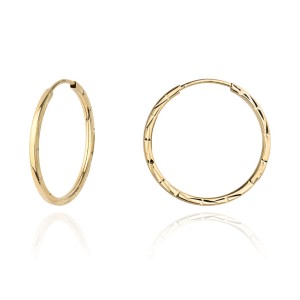 Kolczyki złote kółka diamentowane kanciaste 2,2cm