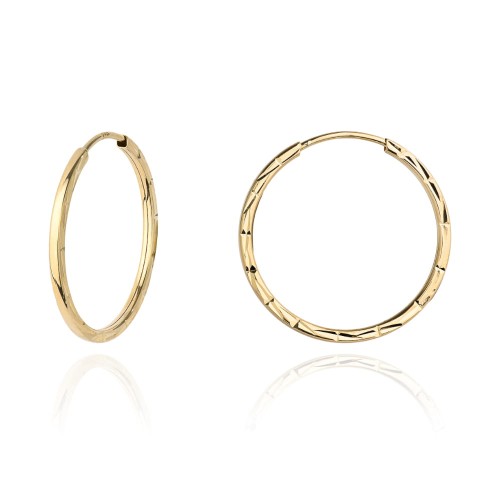 Kolczyki złote kółka diamentowane kanciaste 2,2cm