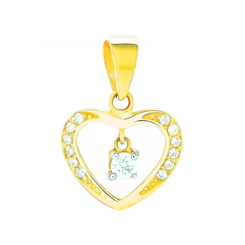 Złota zawieszka wisiorek Serce Cyrkonie
