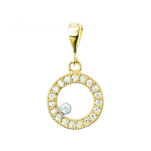 Złota zawieszka Wisiorek Cyrkonie KÓŁKO