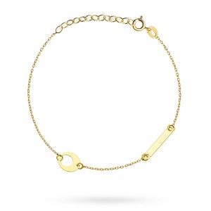 Bransoletka złota kółko w kole i blaszka