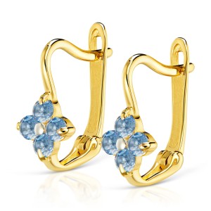 Złote kolczyki Małe Kwiatuszki błękitne pr. 333 3.2375a