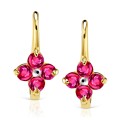 Złote kolczyki Małe Kwiatuszki rubinowe