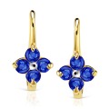 Złote kolczyki Małe Kwiatuszki szafirowe