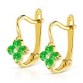 Złote kolczyki Małe Kwiatuszki szmaragdowe
