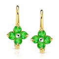Złote kolczyki Małe Kwiatuszki szmaragdowe