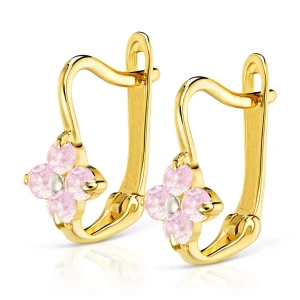 Złote kolczyki Małe Kwiatuszki różowe pr. 333 3.2375r