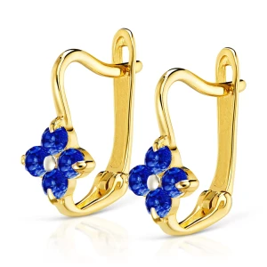 Złote kolczyki Małe Kwiatuszki szafirowe pr. 333 3.2375n