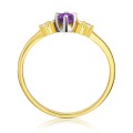 Zaręczynowy złoty pierścionek z Cyrkoniami fioletowy