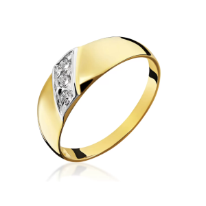 Pierścionek złoty zdobiony cyrkoniami