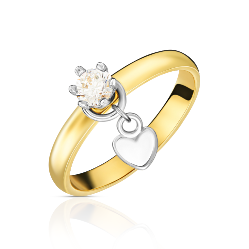 Pierścionek złoty cyrkonia i zawieszka serce