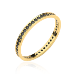 Pierścionek złoty jednorzędówka wysadzana czarnymi kamieniami