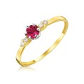 Zaręczynowy złoty pierścionek rubinowy kamień