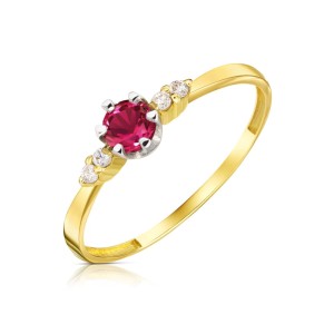 Zaręczynowy złoty pierścionek rubinowy kamień pr. 333 3.1556cz