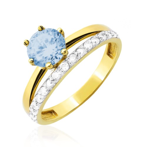 Złoty pierścionek Cyrkonie okazały kamień